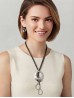 Circle Pendant Necklace W/ Tassel & Oval Earrings Set